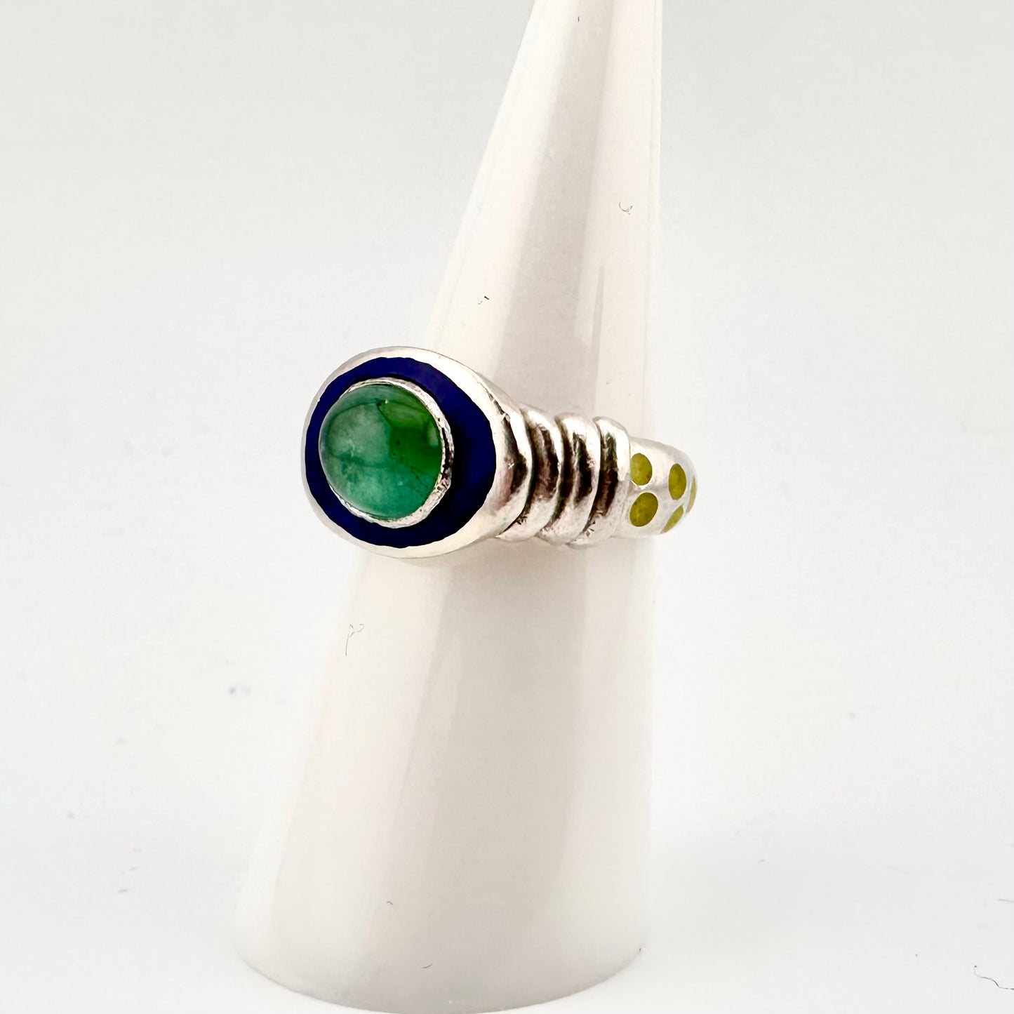 Enamel Happy Face Tourmaline Ring