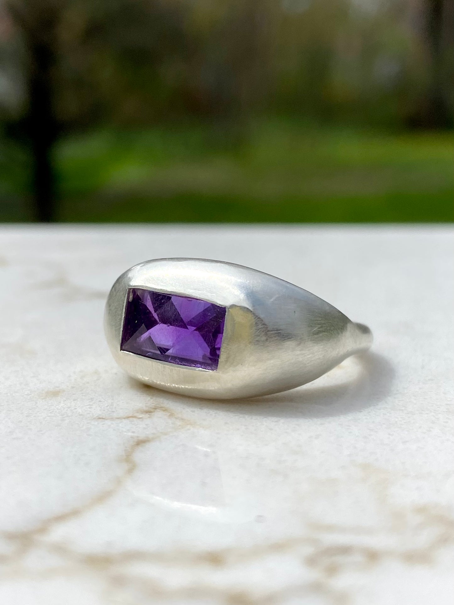 Amethyst Diamond Bar ring (discounted from $380)