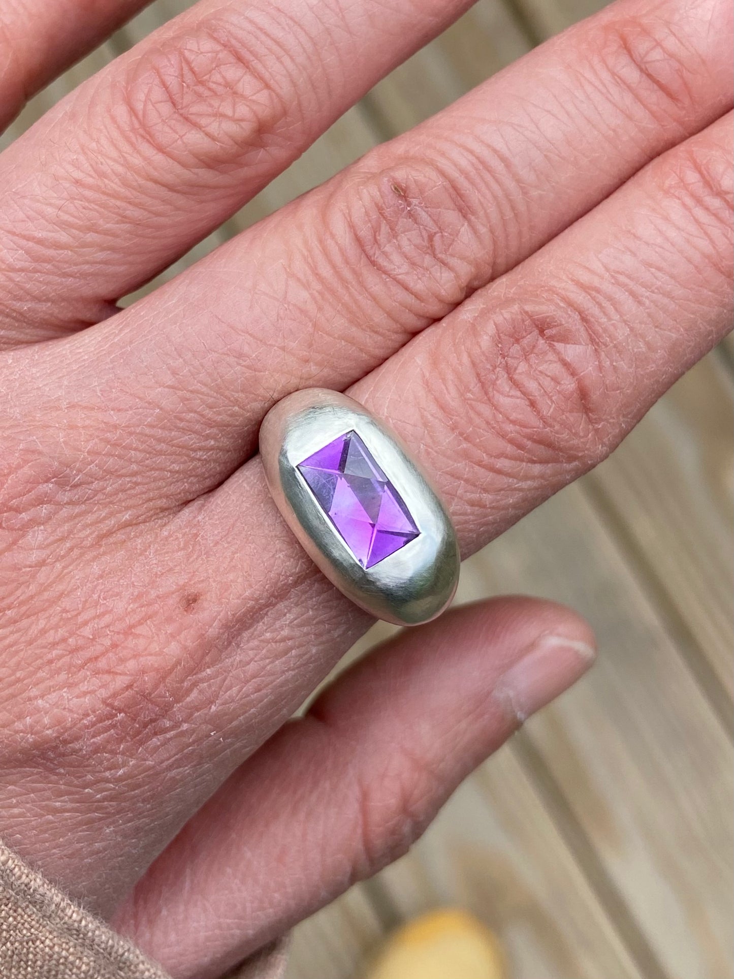 Amethyst Diamond Bar ring (discounted from $380)