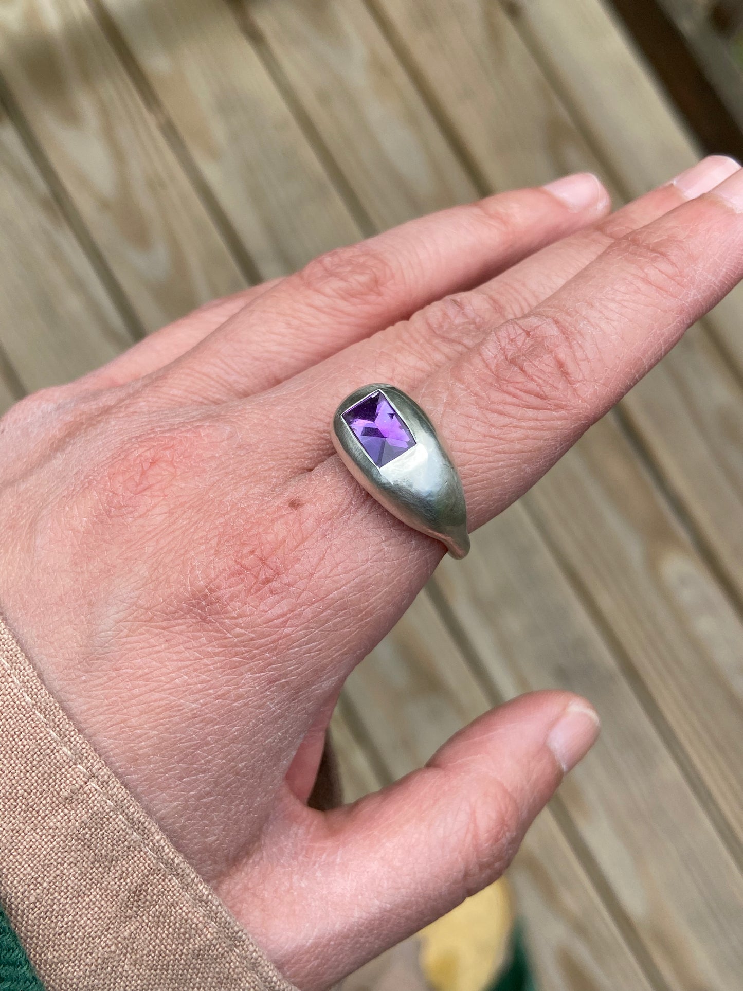 Amethyst Diamond Bar ring (discounted from $380)
