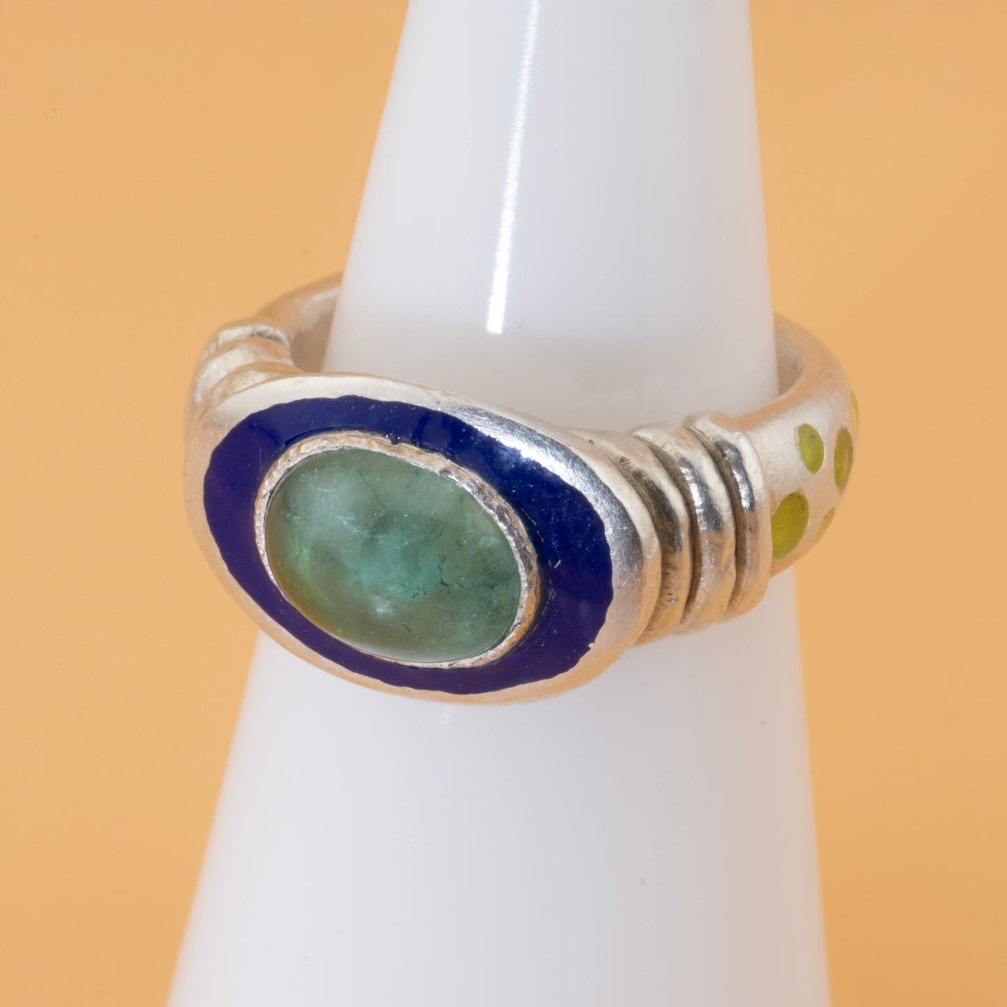 Enamel Happy Face Tourmaline Ring