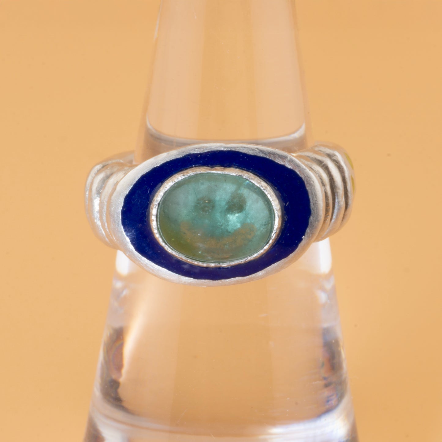 Enamel Happy Face Tourmaline Ring