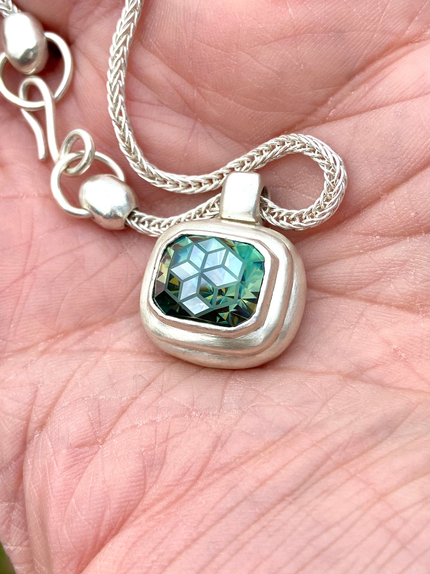 Moissanite cubes necklace