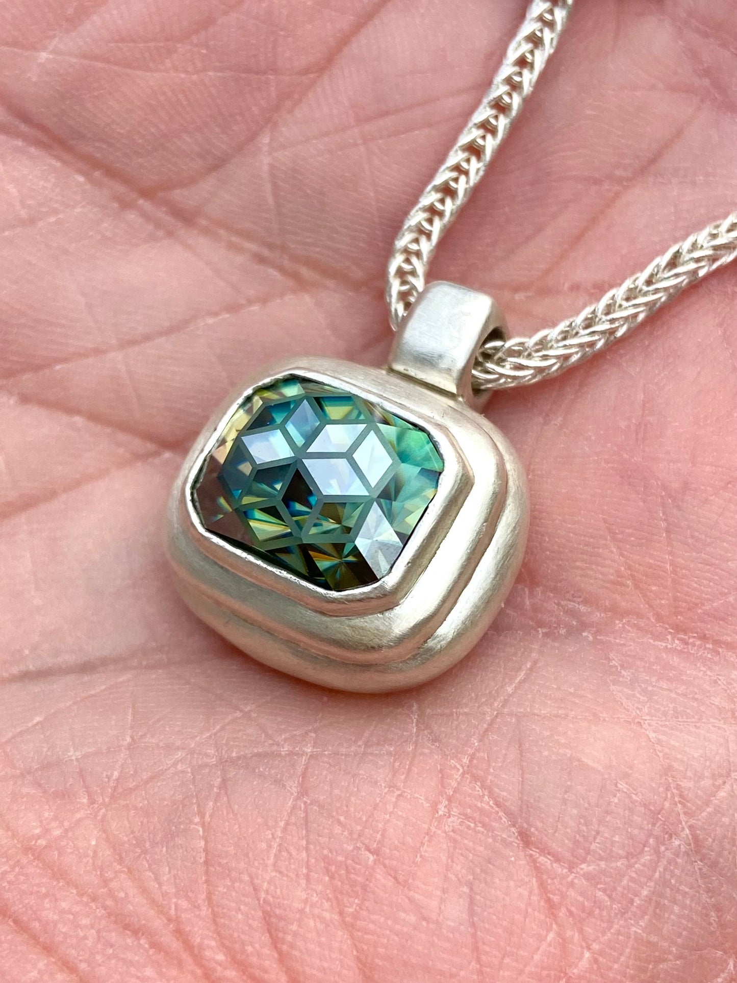 Moissanite cubes necklace