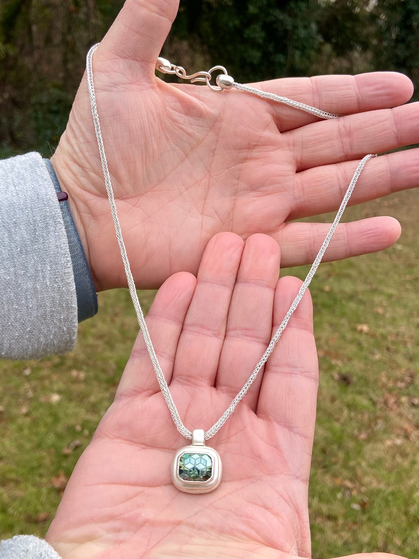 Moissanite cubes necklace