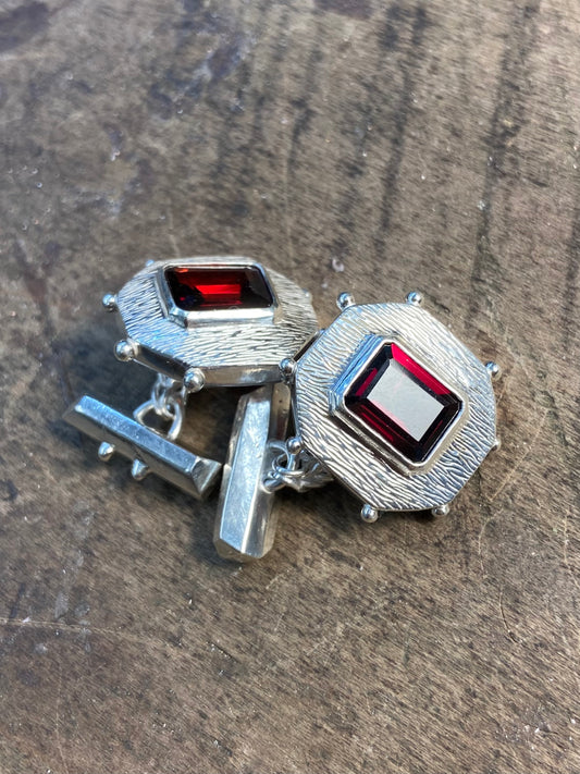 Silver and garnet cuff links (reserved for Bonnierose)