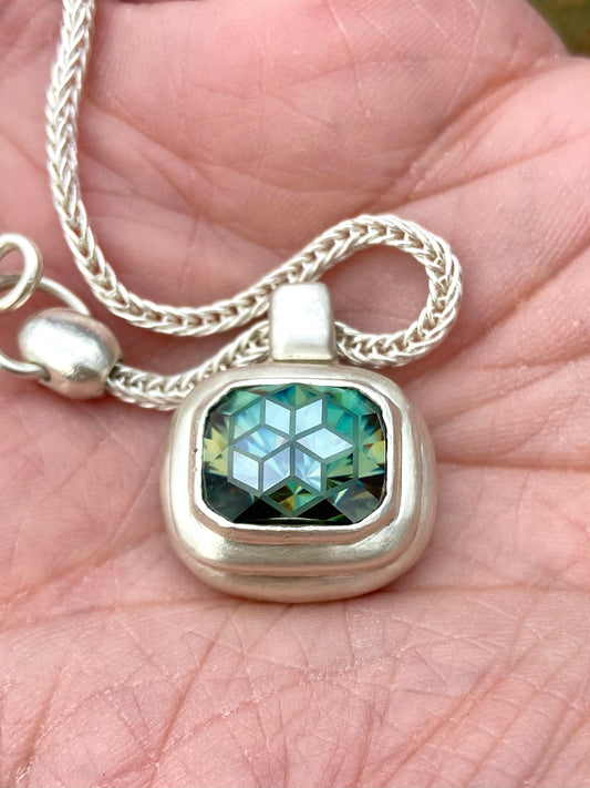 Moissanite cubes necklace